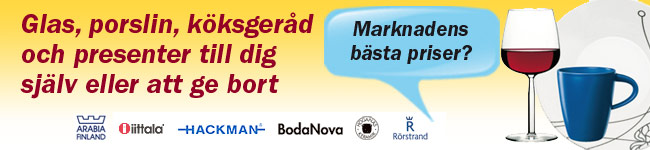 Glas o Porslin 20-40% under ord. butikspriser