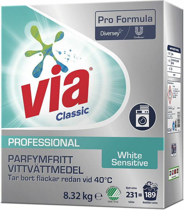 Tvättmedel Via White Sensitive Professional - bild 1