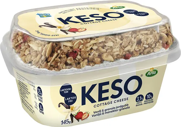 Mellanmål Keso Vanilj Granola Jordgubb Arla - bild 1