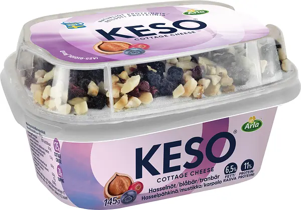 Mellanmål Keso Hasselnöt Blåbär Tranbär Arla - bild 1