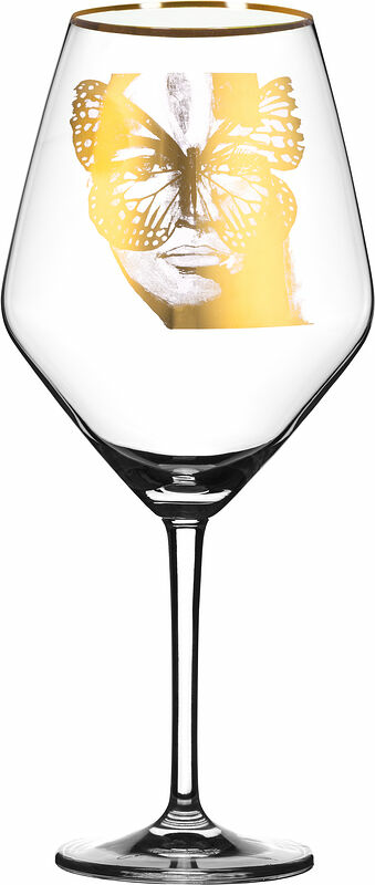 Rödvinsglas 75 cl Golden Butterfly Gold Edition Carolina Gyn - bild 1