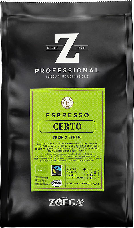 Espresso hela bönor Certo Krav Zoégas Professional - bild 1