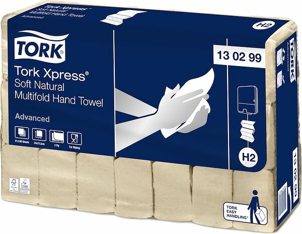 Tork Handduk Xpress® Mjuk Multifold Natur Advanced H2 - bild 1