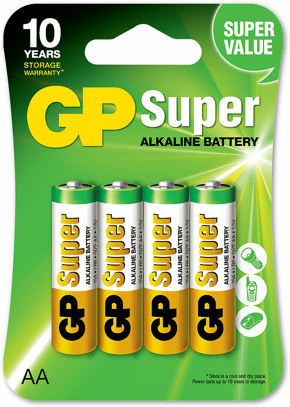 Batteri AA 1,5V 15A/LR6 Super Alkaline GP 4-pack - bild 1