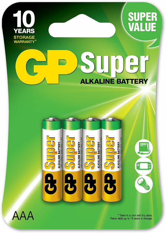 Batteri AAA 1,5V 24A/LR03 Super Alkaline GP 4-pack - bild 1