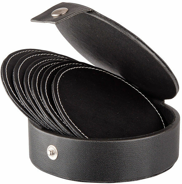 Visby Glasunderlägg 6-pack svart konstläder ø 10 cm Dorre - bild 1