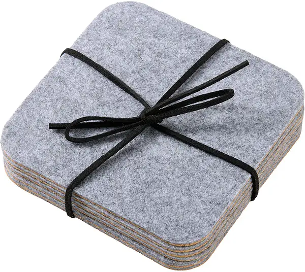 Gia Glasunderlägg 6-pack filt grå 10x10x0,3 cm Dorre - bild 1