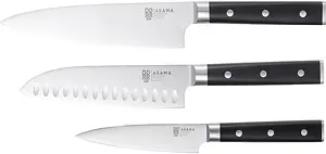 Asama Knivset i stål svart handtag 3 knivar Dorre