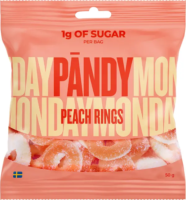 Pändy Peach Rings 50 g påse - bild 1