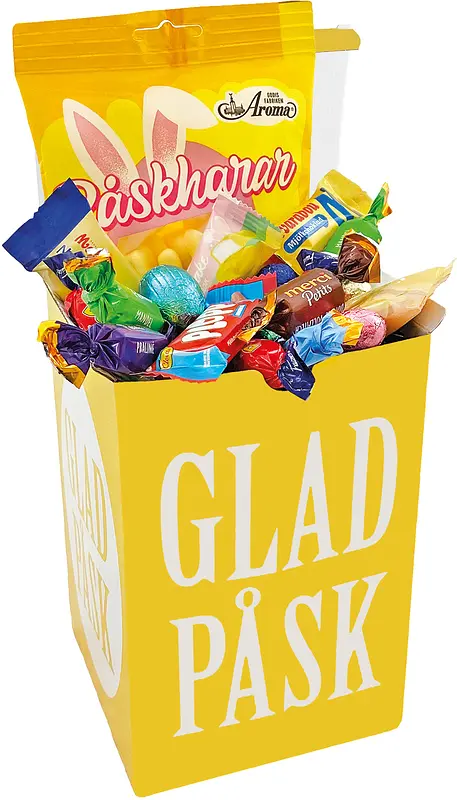 Påskbox 18 cm med Happy Easter godismix - bild 1