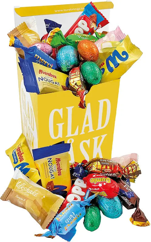 Påskbox 12 cm med Happy Easter godismix - bild 1