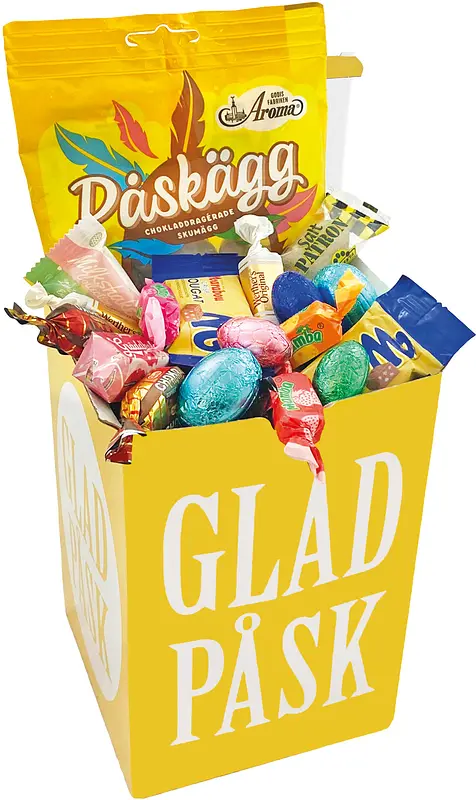 Påskbox 18 cm med Glad Påsk godismix - bild 1