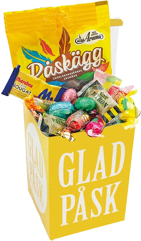 Påskbox 15 cm med Glad Påsk godismix - bild 1