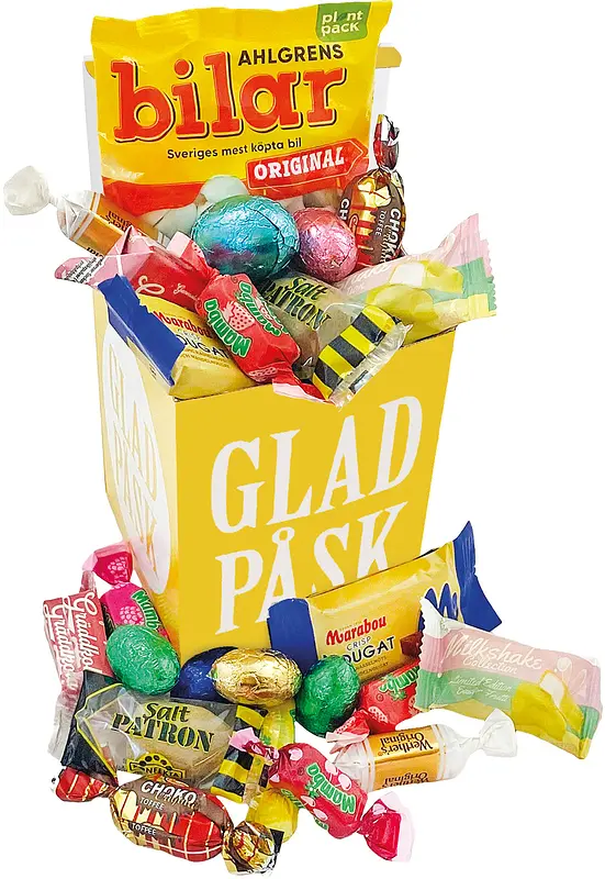Påskbox 12 cm med Glad Påsk godismix - bild 1