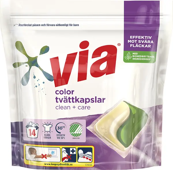 Tvättkapslar Via Color Clean+Care 14-pack - bild 1