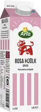 Rosa mjölkdryck med smak av jordgubb 1,0% 1 L Arla Ko®
