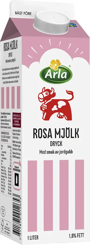 Rosa mjölkdryck med smak av jordgubb 1,0% 1 L Arla Ko® - bild 1