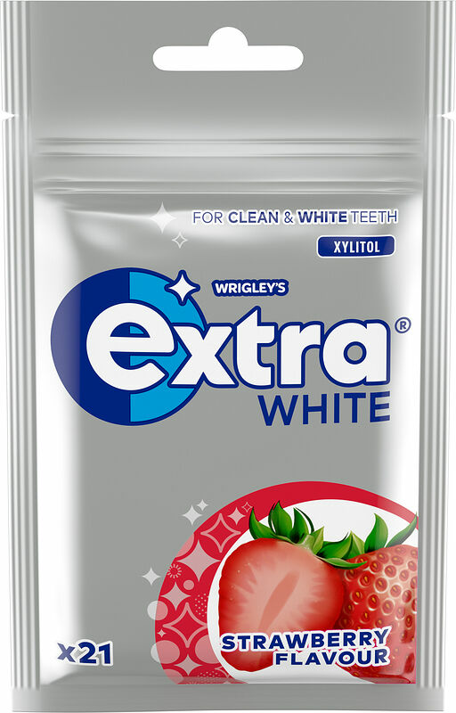 Tuggummi Extra White Strawberry påse 29 g - bild 1