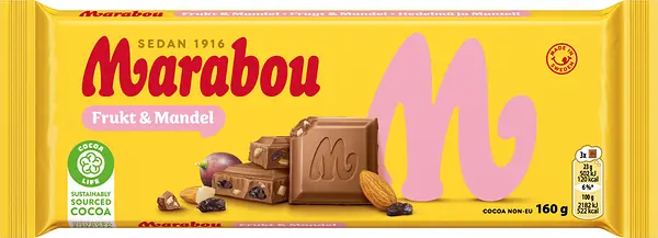 Mjölkchoklad Frukt & Mandel 160 g Marabou - bild 1
