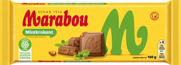 Mjölkchoklad Mintkrokant 160 g Marabou - bild 1
