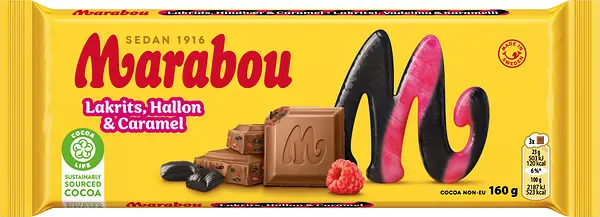 Mjölkchoklad Lakrits Hallon & Caramel 160 g Marabou - bild 1