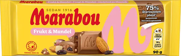 Mjölkchoklad Frukt & Mandel 90 g Marabou - bild 1