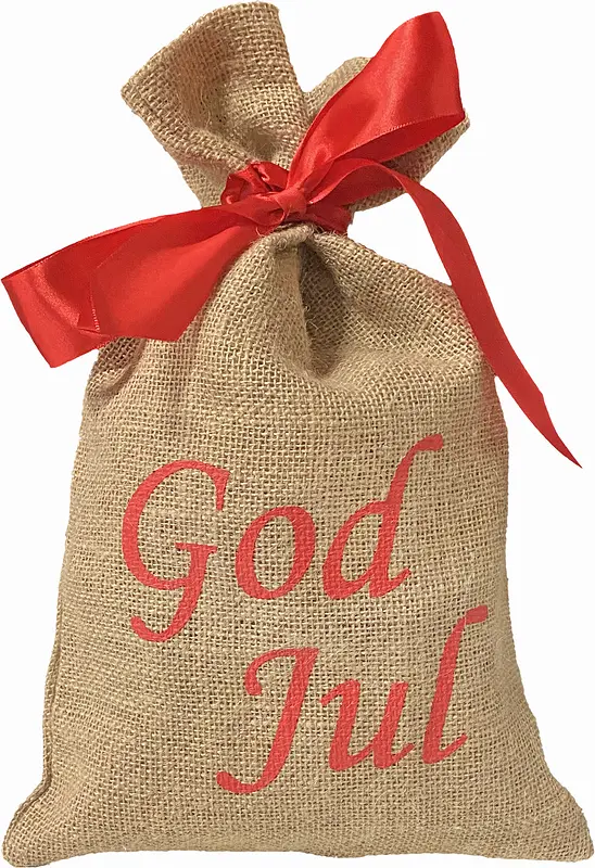 Jutesäck God Jul 25x40 cm rött band Molli Pack - bild 1