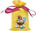 Påsksäck Gul Blå Tupp Glad Påsk 19x32 cm med rött band