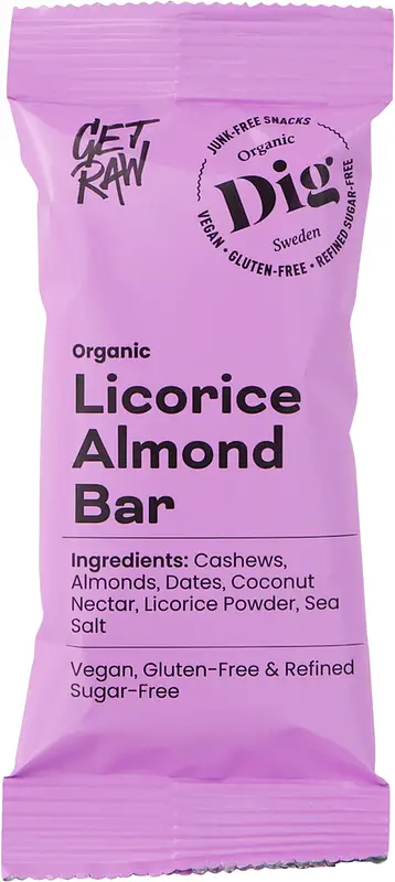 Organic Licorie & Almond Bar GETRAW - bild 1