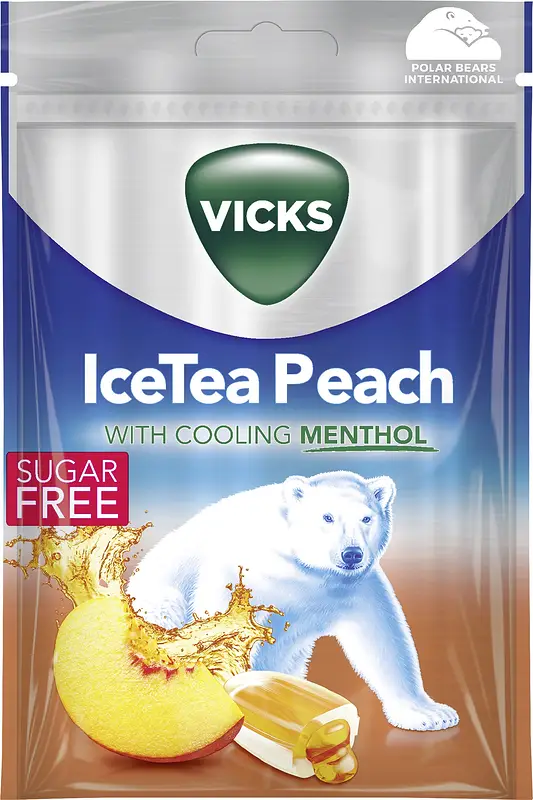 Vicks IceTea Peach Sockerfri påse - bild 1