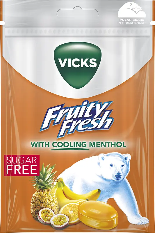 Vicks Fruity Fresh Multifruit Sockerfri påse - bild 1