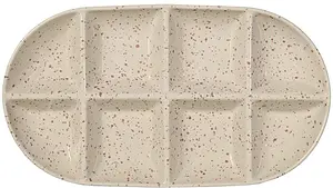 Serveringsfat stort beige/vinröd Ditte