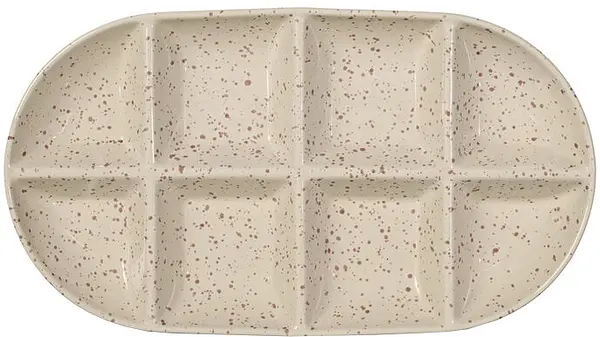 Serveringsfat stort beige/vinröd Ditte - bild 1
