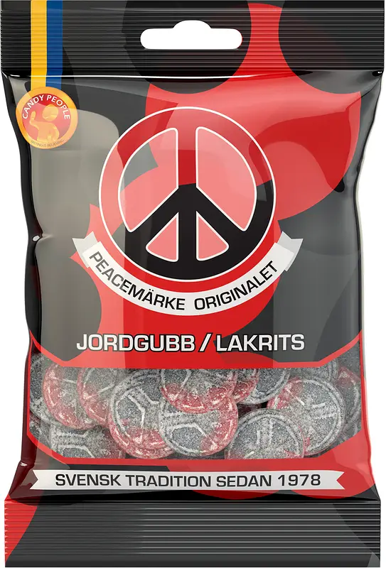 Peacemärke Jordgubb/Lakrits påse Candypeople - bild 1