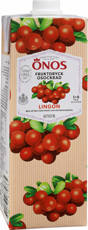 Fruktdryck Lingon 1+9 Osockrad Önos - bild 1