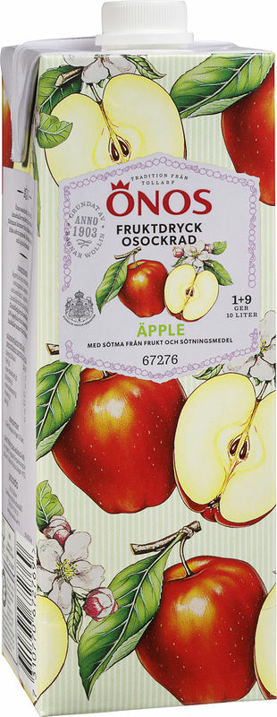 Fruktdryck Äpple Osockrad 1+9 Önos - bild 1