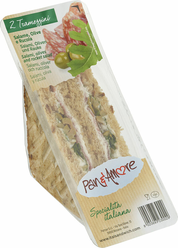 Trekantssmörgås Salami oliver ruccola Paneamore - bild 1