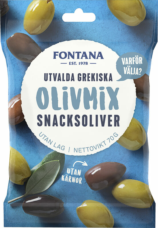 Snacksoliver Olivmix Naturella Utvalda Grekiska Fontana - bild 1