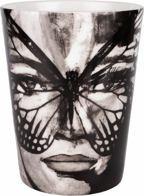 Mugg 35 cl Golden Butterfly svart/vit Carolina Gynning - bild 1