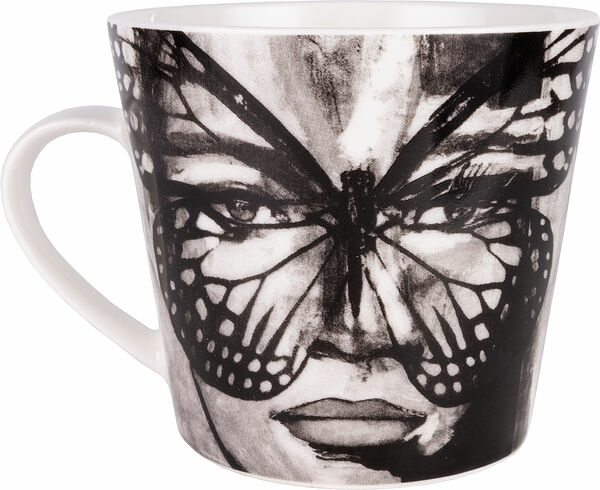Mugg med öra 40 cl Golden Butterfly svart/vit Carolina - bild 1