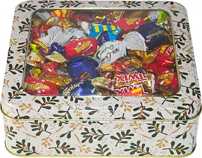 Högtider Liten Plåtlåda med fönster Carl Choklad