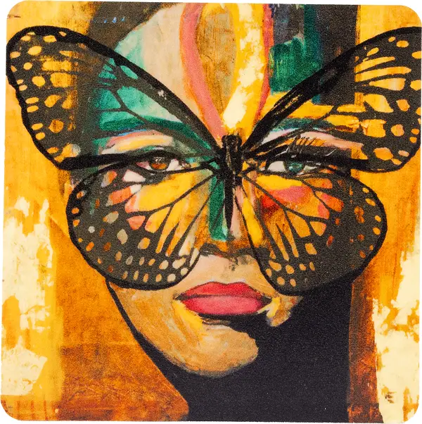 Glasunderlägg Golden Butterfly 9 cm Carolina Gynning - bild 1