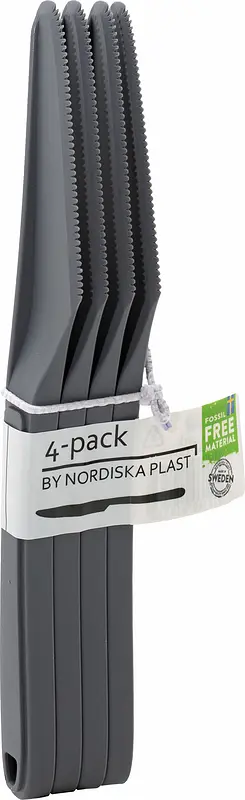 Flergångsbestick Kniv 4-pack Grå Nordiska plast - bild 1