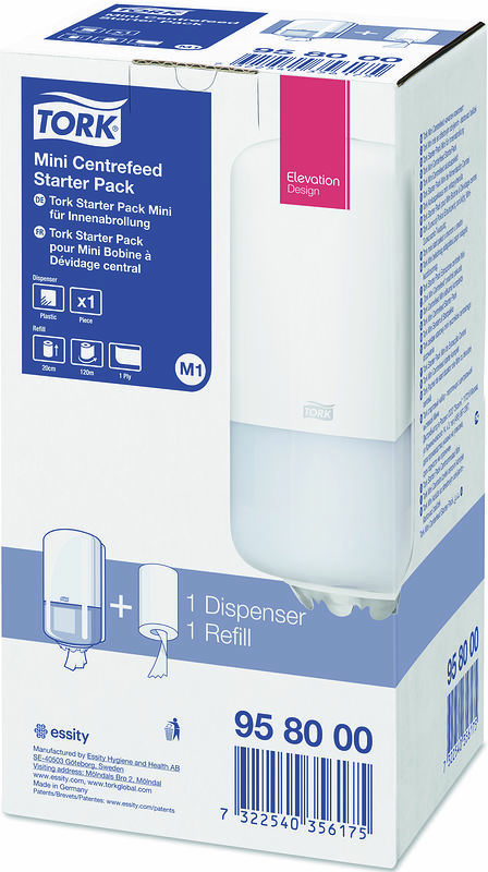 Tork Starter Pack Mini Centrummatad M1 vit inkl 1 rulle - bild 1