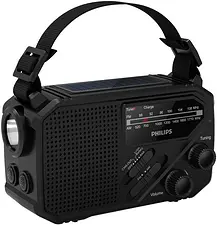 Vevradio FM AM Solcell Ficklampa TAR1609/00 Svart Philips