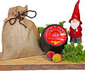 Julost Röd & Blå Gourmet i Julsäck God Jul jutesäck matgåva